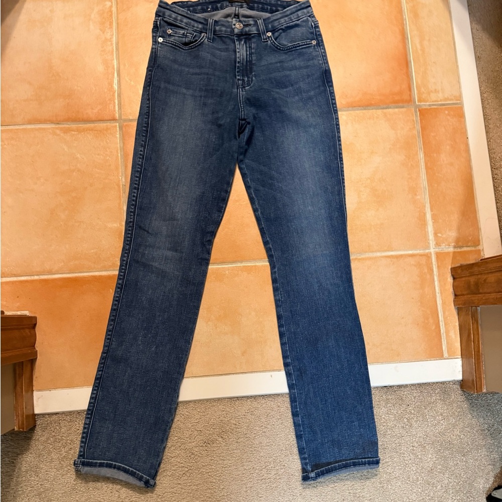 7 For All Mankind Medium Blue Straight Leg Jeans